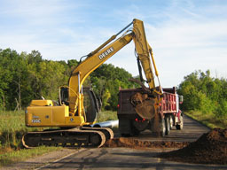 Kadlec Excavating John Deere backhoe. (close up)